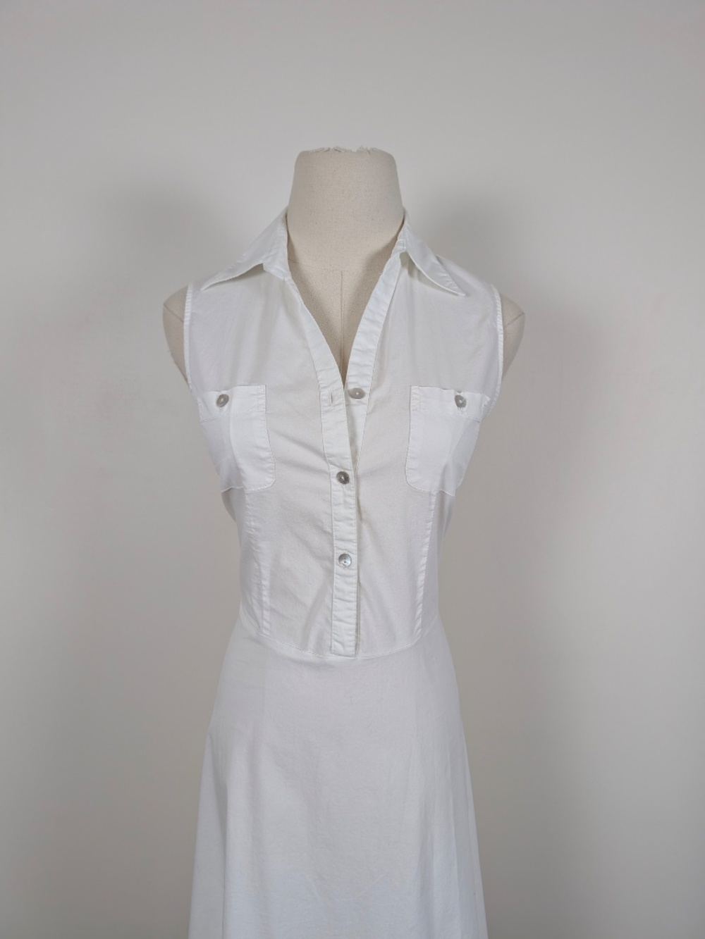 Cherokee White Khaki Midi Dress Size Medium Semi Formal Summer - Picture 10 of 14